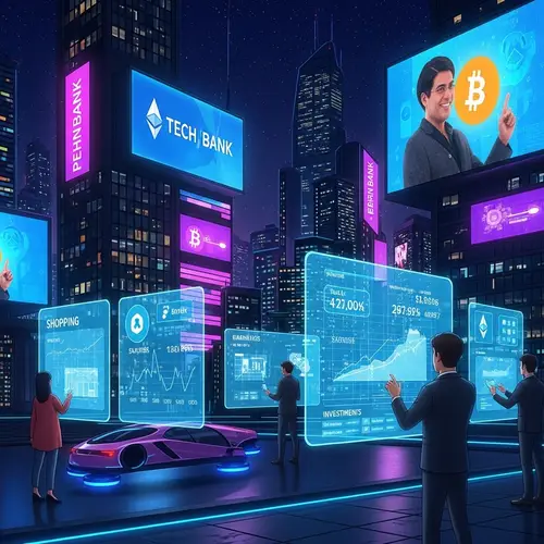 Futuristic Digital Currency Scene in Tech-forward City