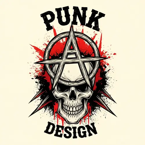Punk Design with Skull, Anarchy Symbol, and Bold Colors