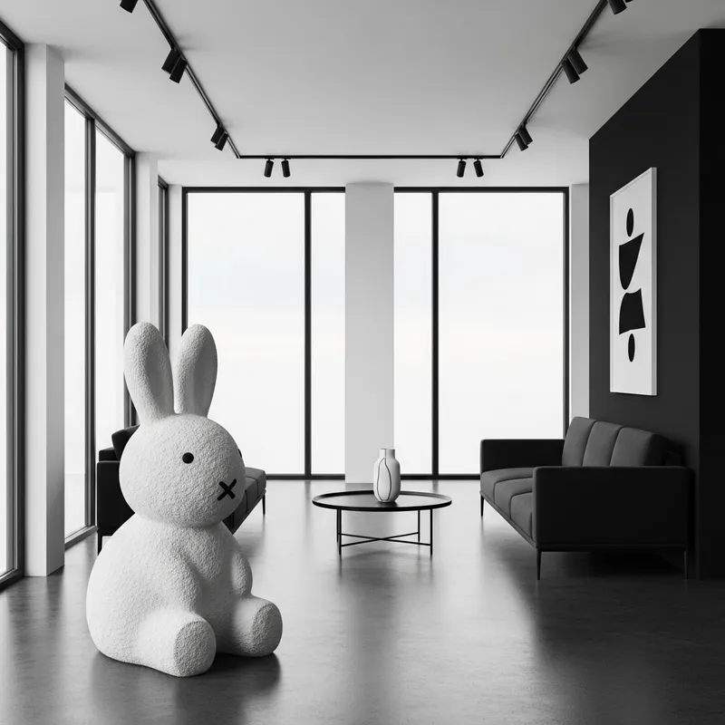 Stylish Minimalist Interior in Black & White