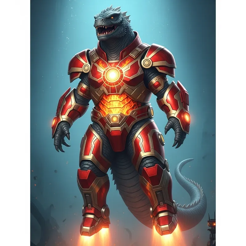 Godzilla in Iron Man Suit: Legendary Fusion of Might and Technology