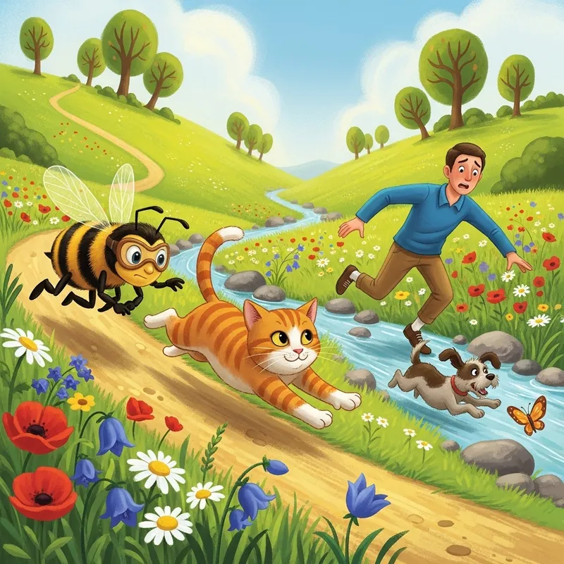 Bee Races Cat, Bastien Saves Dog in Exciting Scene