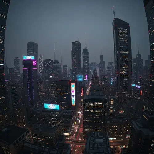 Futuristic Cyberpunk Cityscape - Dystopian Urban Landscape