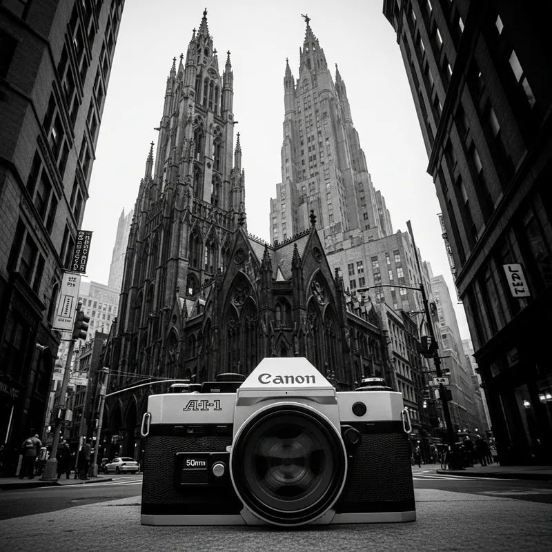 Gothic Architecture in 1989 New York - Dystopian Streets and Cyberpunk Vibes
