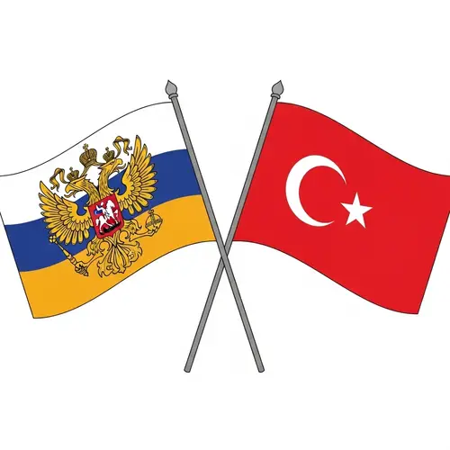 Russian Empire and Turkey Flags Crossed Illustration