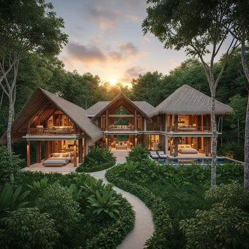 Tropical Architecture Residence in Lush Jungle Retreat