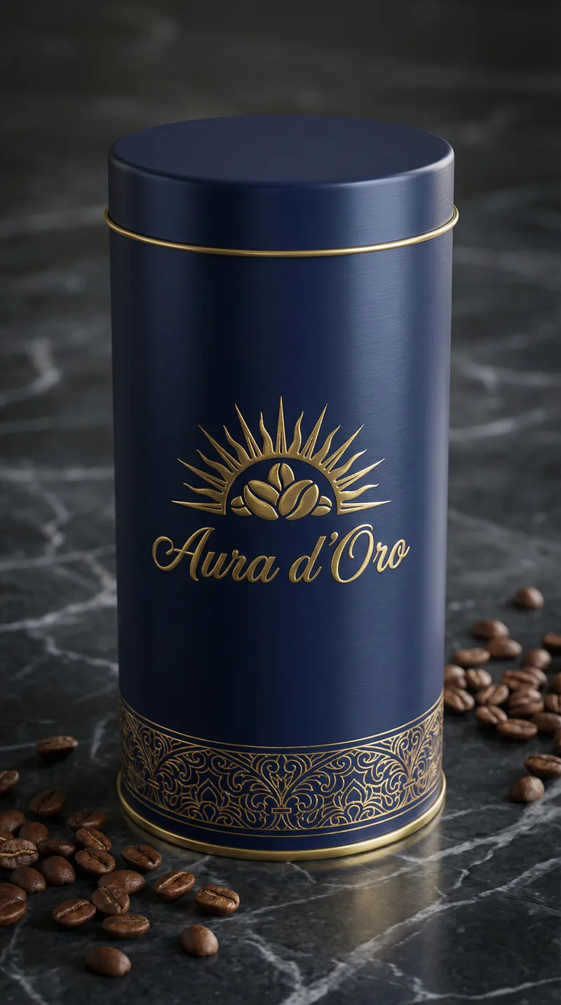 Aura d'Oro Luxury Coffee Packaging Mockup