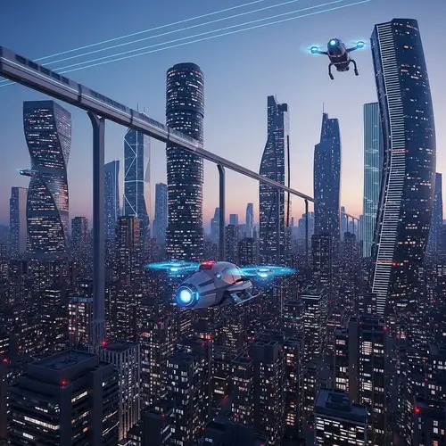 Futuristic Cityscape | Abstract Designs & Neon Lights