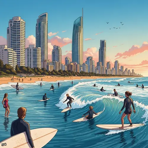 Surfers Paradise Skyline and Sunset Surfing | Gold Coast, Australia