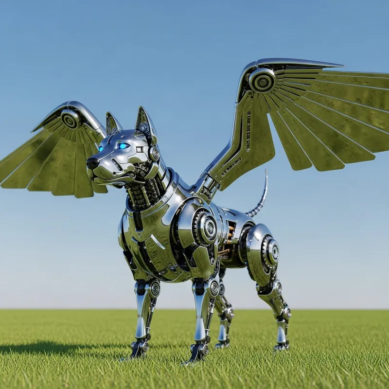 Futuristic Robotic Dog with Wings - Advanced Tech Pet Futuristic Robotic Dog with Wings - Advanced Tech Pet