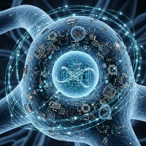 Célula con IA: Digital Intelligence Concept