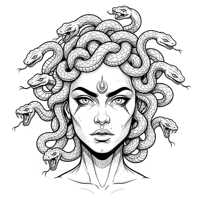 Medusa Gorgona Tattoo Sketch - Detailed Design Inspiration Medusa Gorgona Tattoo Sketch - Detailed Design Inspiration