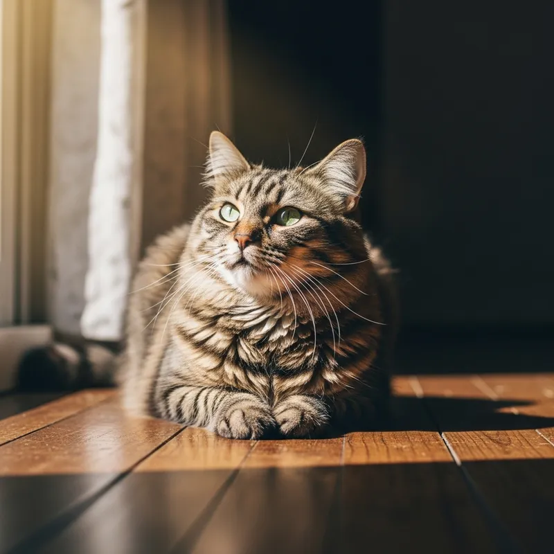 Adorable Domestic Cat Basking in Sunlight
