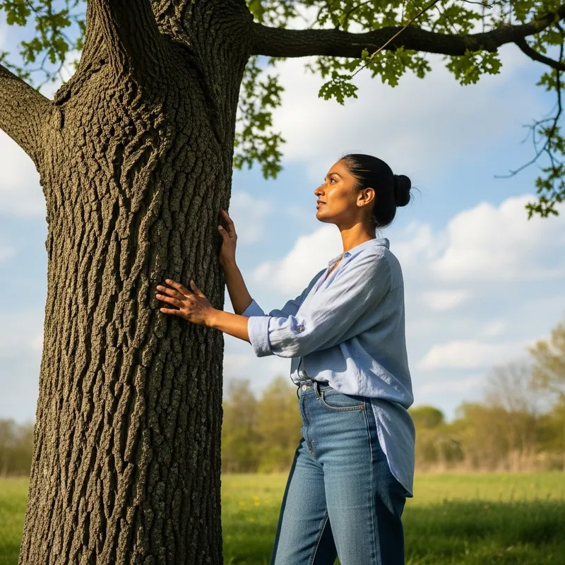Full Body Woman Next to Tree - Natural Outdoor Pose