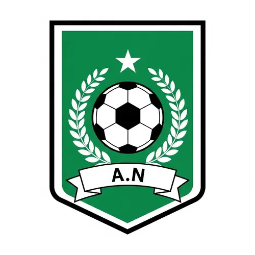 Soccer Team Badge - Green Background with Football and Laurel Wreath