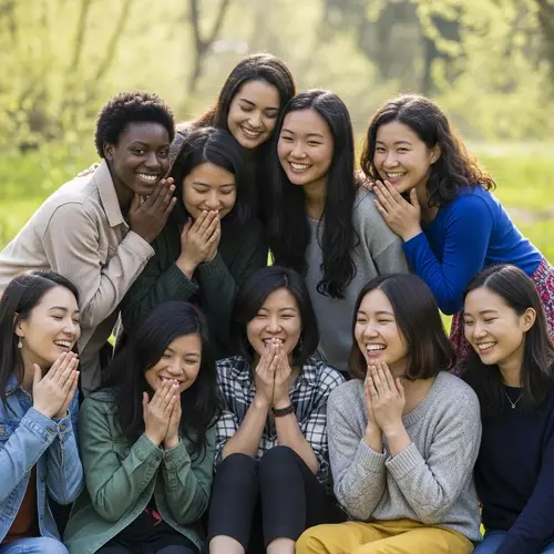 Diverse Young Women Radiating Joy and Love