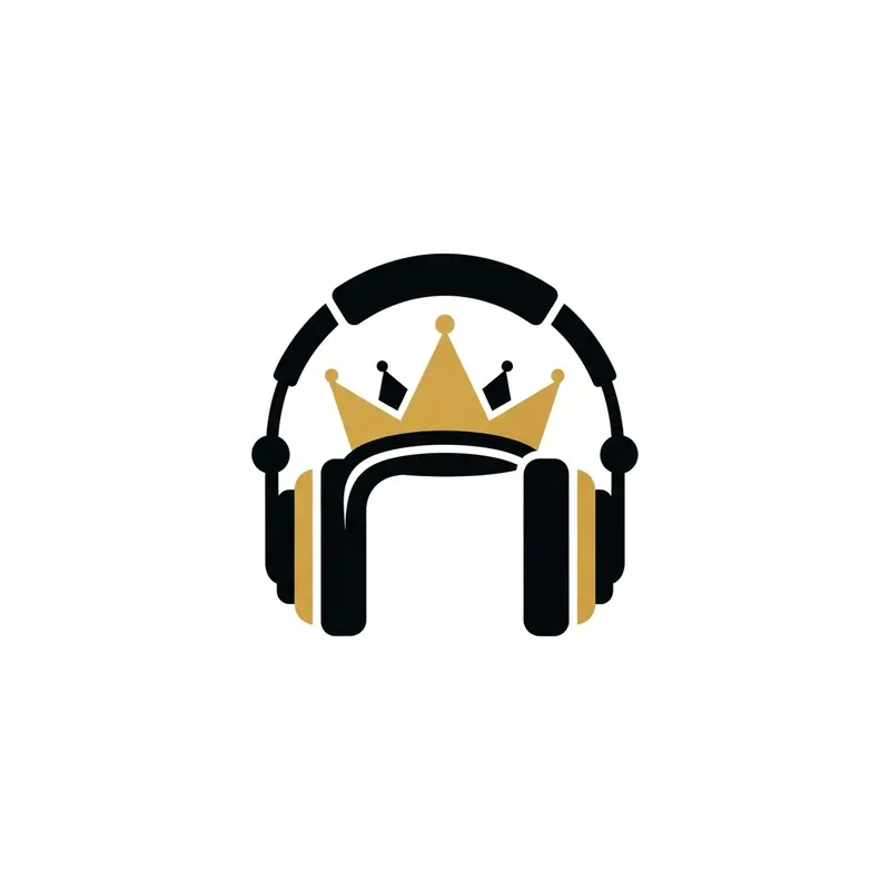 Minimalist DJ Headset with Stylized Crown | Black & Gold Fusion Minimalist DJ Headset with Stylized Crown | Black & Gold Fusion