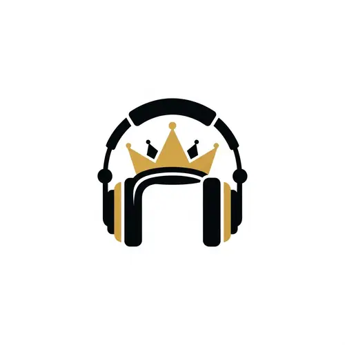 DJ Headset Crown Logo Design | Black & Gold Minimalist Fusion