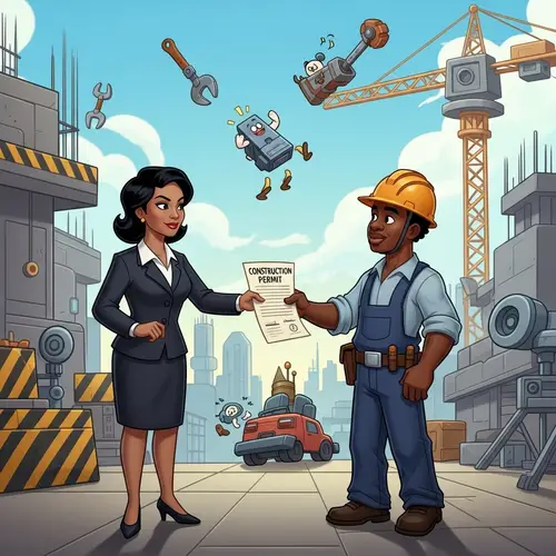 Futuristic Construction Scene: Excitement and Progress