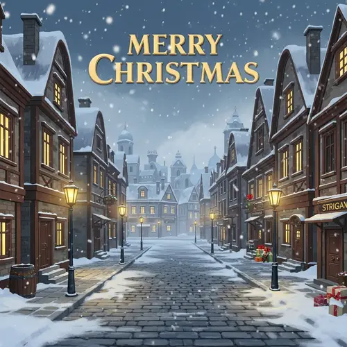 Vintage Christmas-Themed Game Concept Art | Winter Wonderland Town