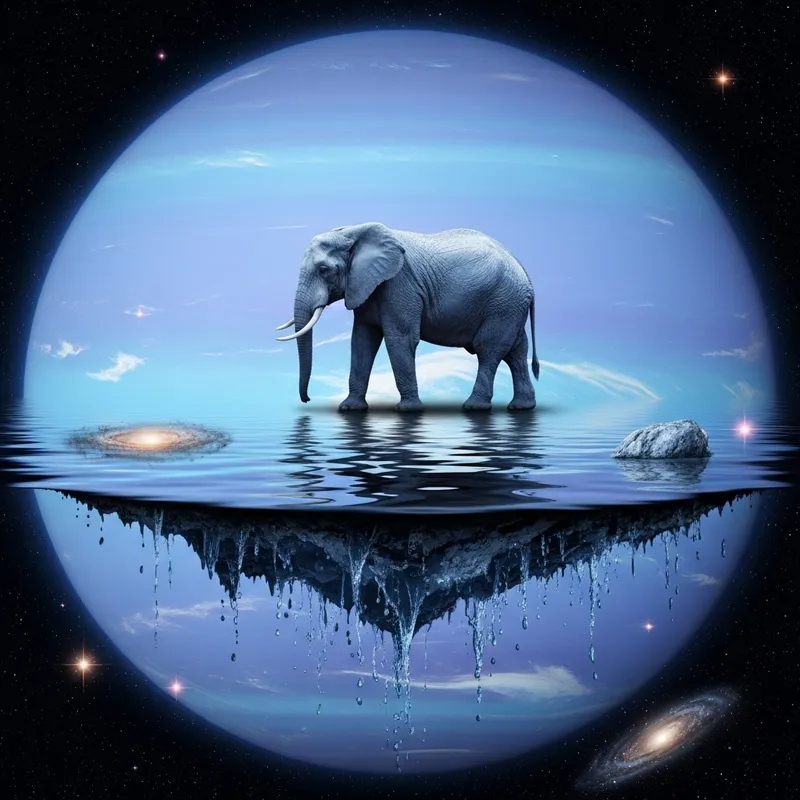 Surreal Elephant on Neptune: Enchanting Space Scene