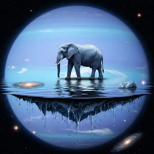 Majestic Elephant on Neptune: Surrealistic Scene