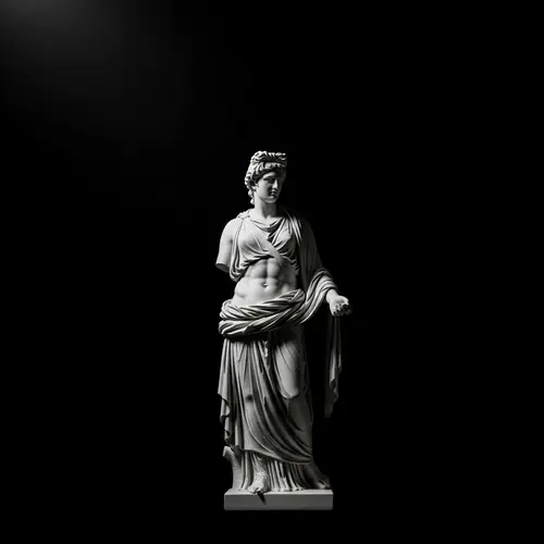 White Statue on Black Background