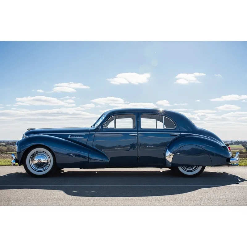 Stunning Dark Blue Car on Open Road