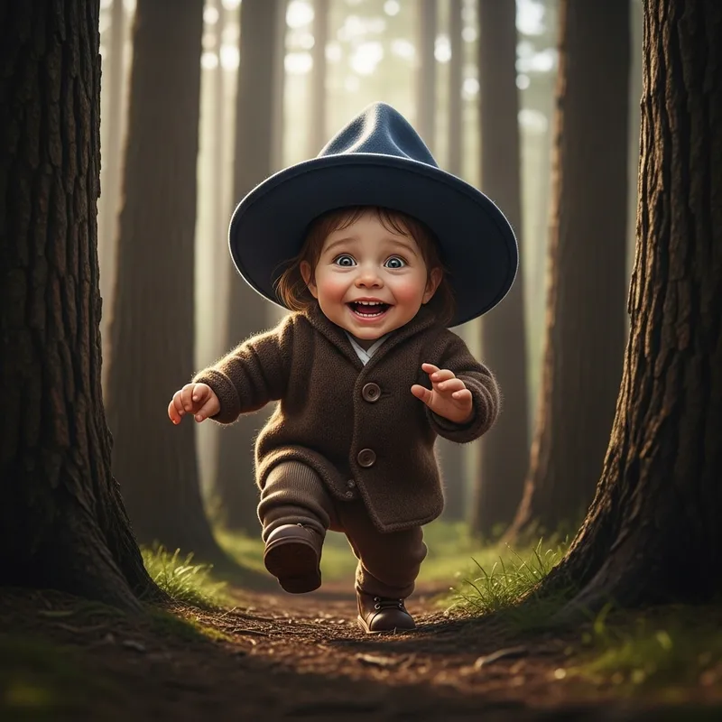 Funny Little Man Running and Screaming