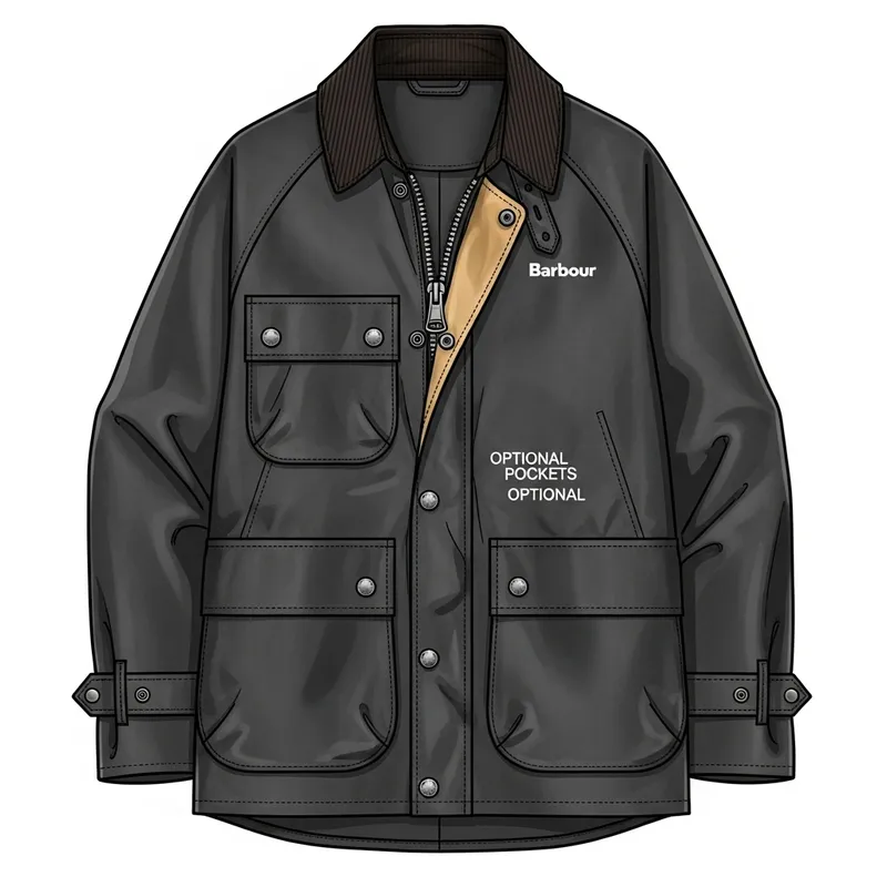 Men's Barbour-Style Jacket Sketch & Pattern Reference