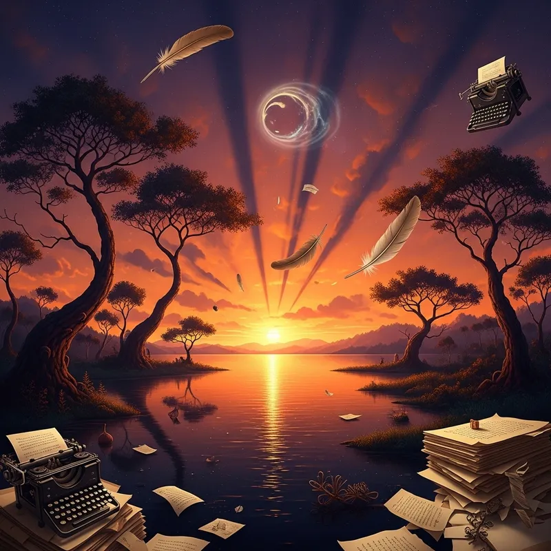 Surreal Sunset Landscape | Tranquil Lake - Dali-esque Wilderness Surreal Sunset Landscape | Tranquil Lake - Dali-esque Wilderness