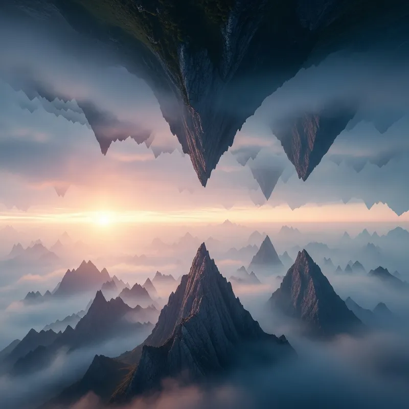 Hyper-Realistic Misty Mountain Range | Surreal Nature Paintin