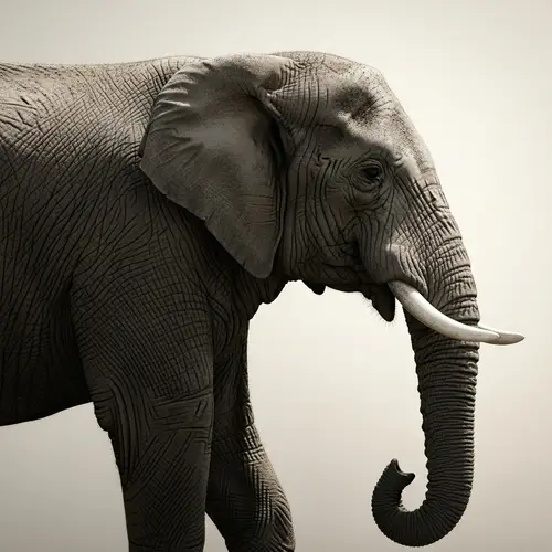 Beautiful Elephant Profile on Light Background