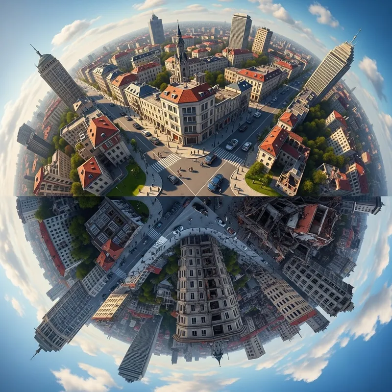 Anamorphic Image: Gaza - Peaceful City to War-Torn Devastation Anamorphic Image: Gaza - Peaceful City to War-Torn Devastation