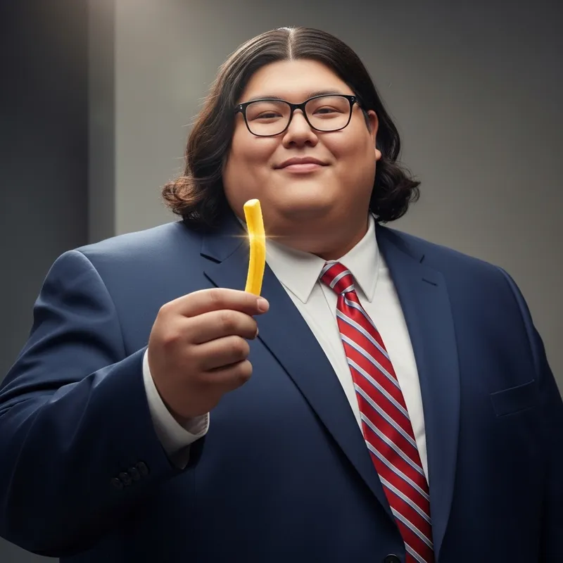 Largest Person savoring a Golden French Fry