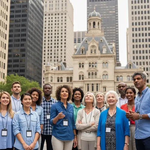 Diverse City Tour Group Engaged in History Exploration