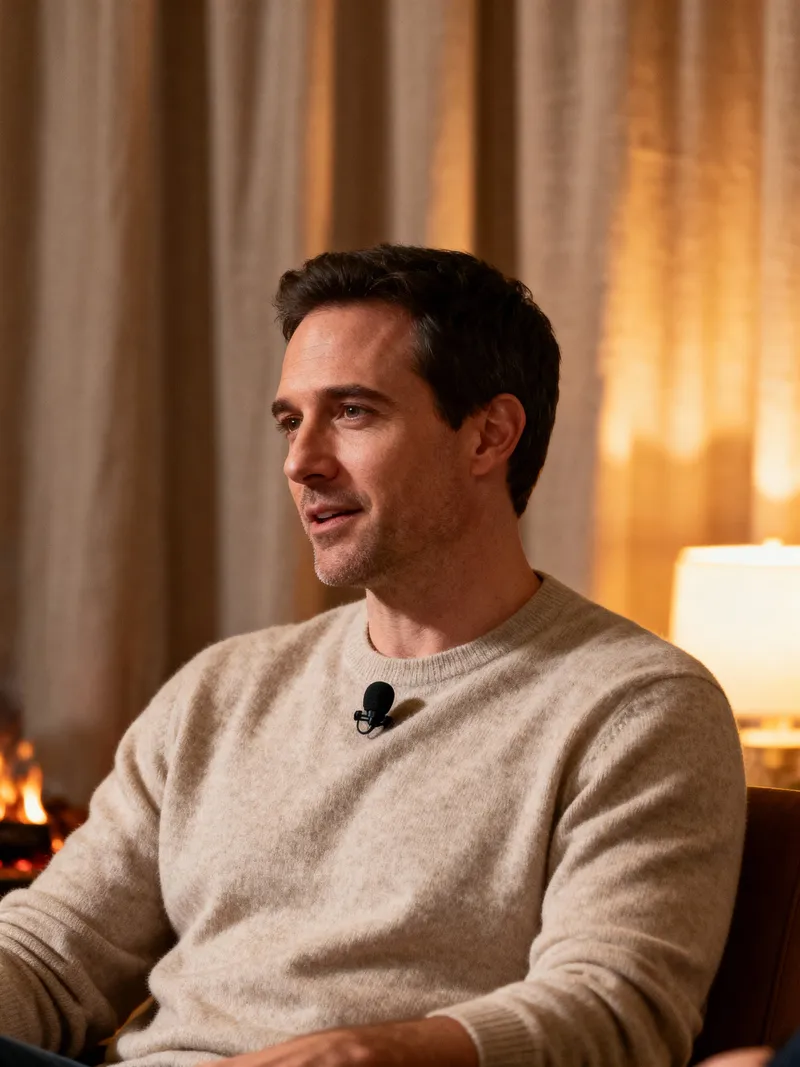 Cozy Fireside Chat Setting with Warm Lighting