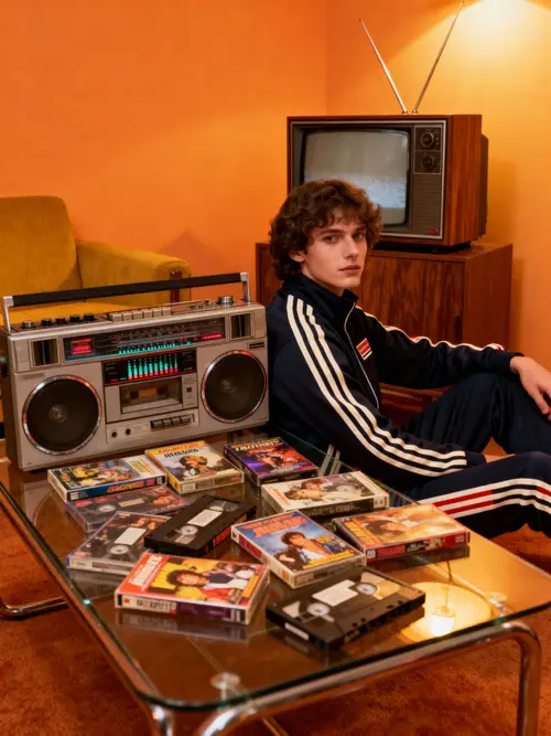 Retro 80s Living Room Vibes: Boombox & Tracksuit
