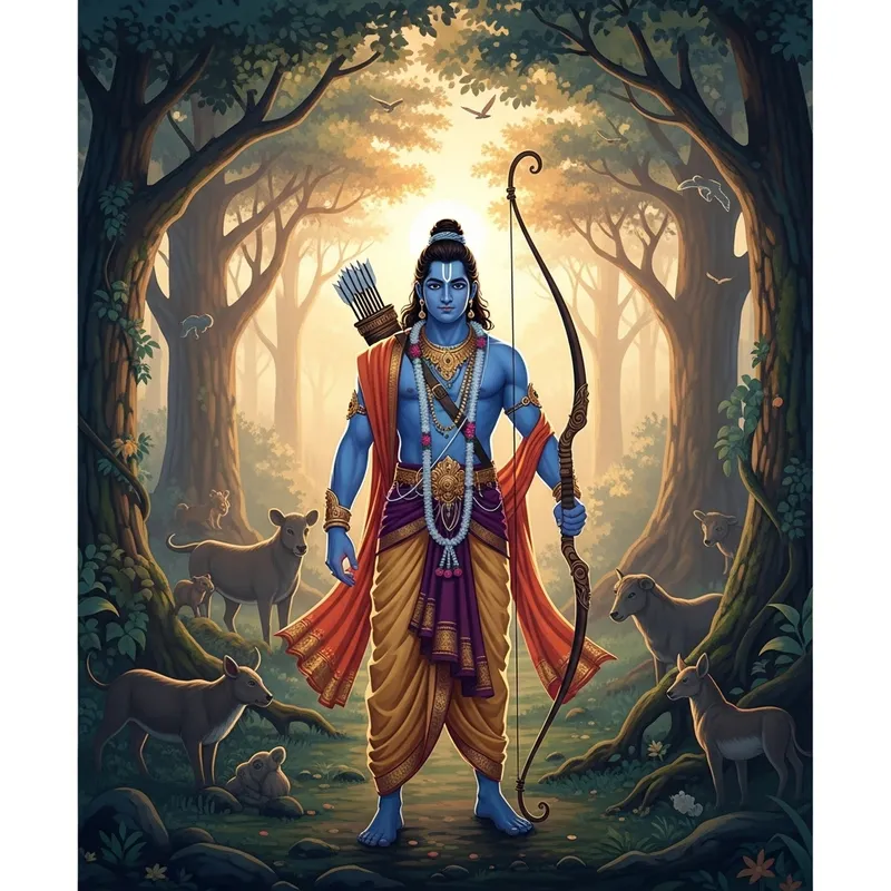 Tranquil Rama in Mystical Forest - Ancient Indian Epic Ramayana