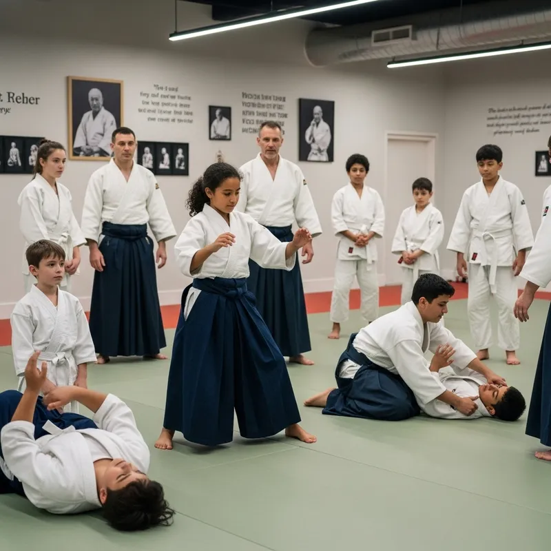 Diverse Group of Children Practicing Aikido in Kimono