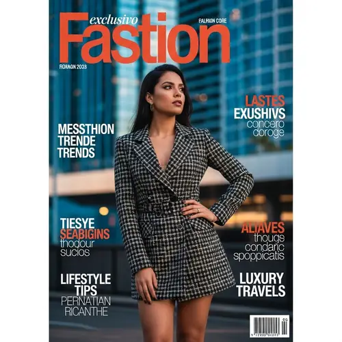 Captivating Fashion Magazine Cover with Hispanic Female Model | Latest Trends & Luxury Lifestyle