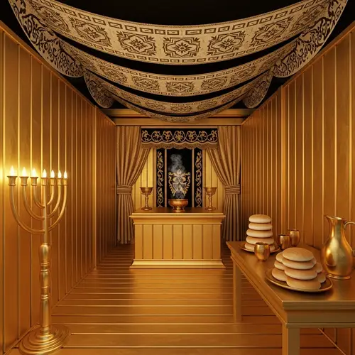 Mosaic Tradition: Tabernacle Holy Place with Golden Boards & Ornaments
