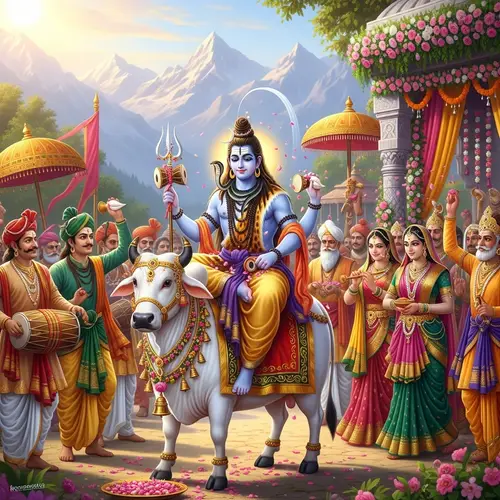 Lord Shiva Wedding Procession on Nandi | Hindu Mythology Art