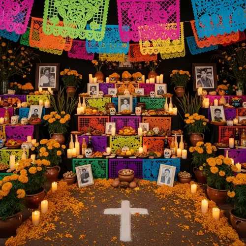 Traditional Mexican Day of the Dead Altar: Ofrenda de Muertos