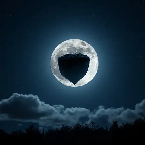 Moon Floating in Night Sky - A Victorious Battle