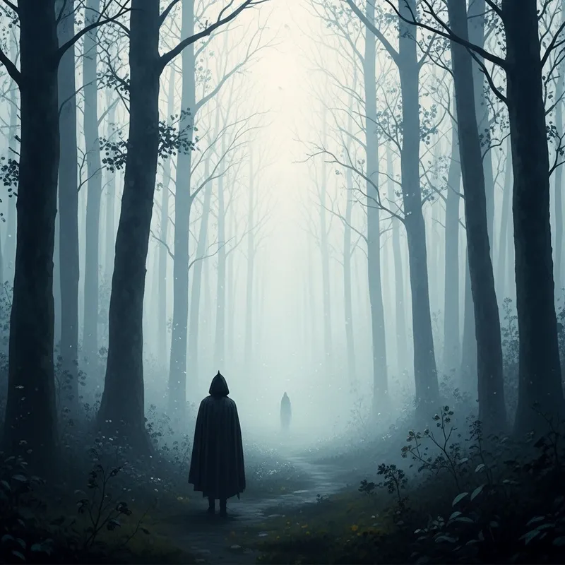 Enchanted Forest Impressionist Scene - Artistic Mystery in Nature