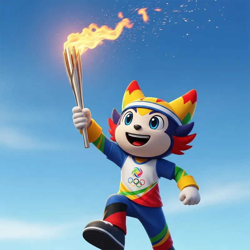 Vibrant Olympic Flame Mascot Design