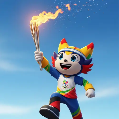 Vibrant Olympic Flame Mascot Design