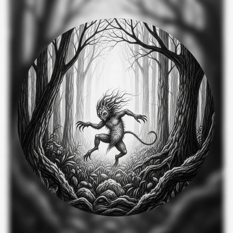 Mystical Creature in Dark Forest | H.R. Giger-Style Artwork