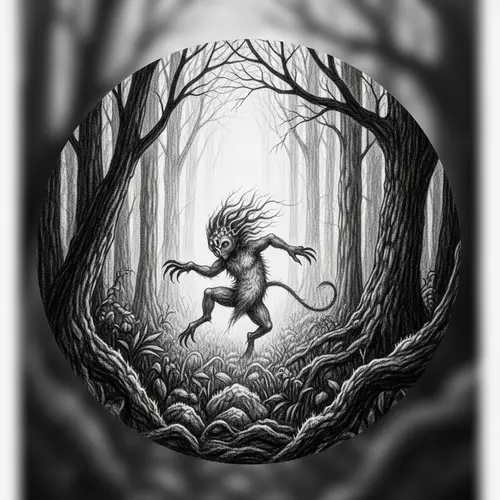 Mystical Creature in Dark Forest | Fantasy-inspired Artwork