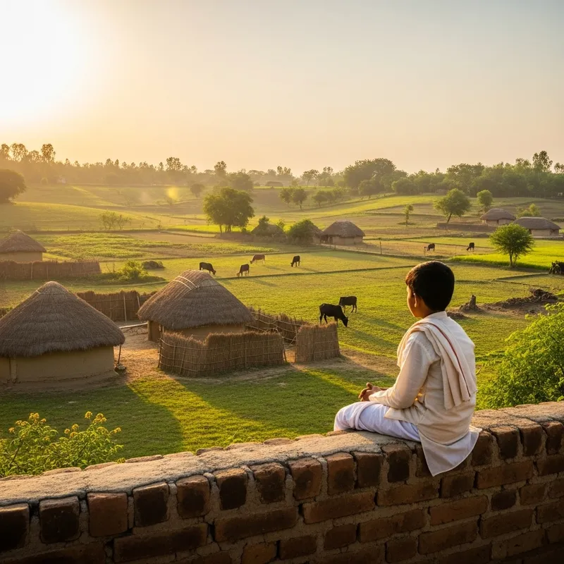 Capturing a Boy's Reaction to the Beauty of the Village